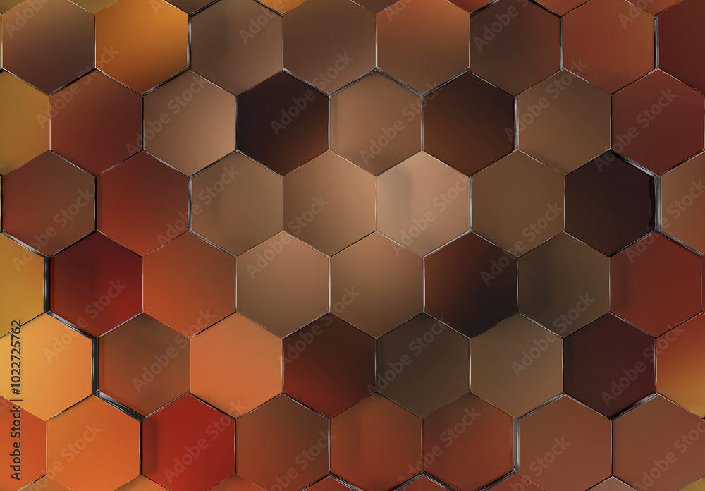 Aufkleber Colorful glossy hexagons background pattern. Abstract hexagonal gradient texture. 3D rendering