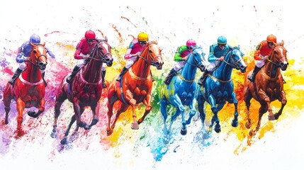 Obraz premium Minimalist Background of Geelong Cup Race: Sporty Design with Heart-Racing Speed on a Melbourne Beach at Sunrise 