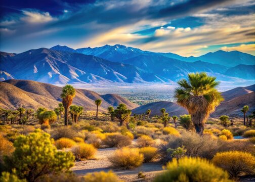 Scenic View of Palmdale California Desert Landscape with Mountains Under Clear Blue Sky