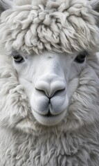 Obraz premium Close up portrait of a white alpaca.