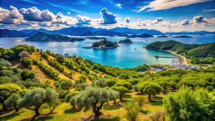 Scenic view of Shodoshima Island showcasing olive groves and picturesque landscapes of Japan