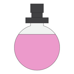 rounded bottle of perfume in pink color