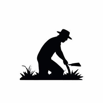 recommend clip art: A silhouette of a farmer or gardener working in a field or garden