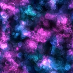 seamless pattern of fractal orbs glowing softly against a dark background