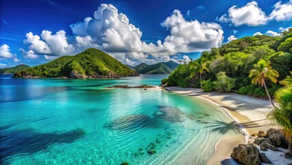 Scenic View of Tranquil Beaches and Crystal Clear Waters in St. John, U.S. Virgin Islands Paradise