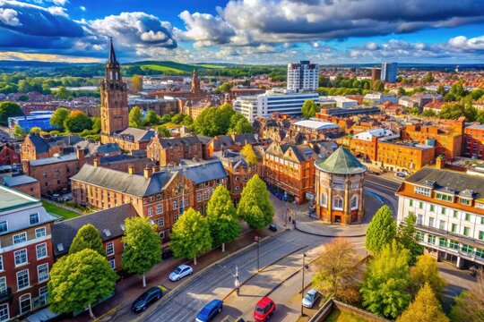 Scenic View of Wolverhampton City in England Showcasing Historic Architecture and Urban Landscape