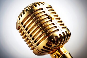 Golden Microphone Isolated on White Background for Urban Exploration Photography