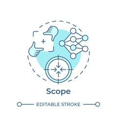 Scope soft blue concept icon. Corporate planning, strategy. Goal focus, business. Round shape line illustration. Abstract idea. Graphic design. Easy to use in infographic, presentation