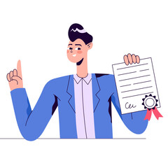 Man with a certificate
