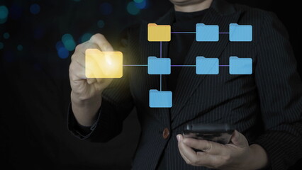 Businessman or programmer process Workflows and flowcharts, business hierarchy The relationship of positional order in the work of team members, managing the organization's hierarchical processing.