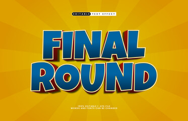 final round editable text effect with a kids and game text style