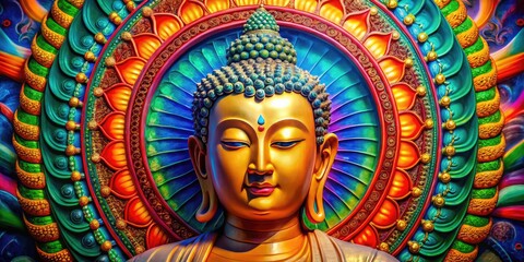 Fototapeta premium Serene Buddha Icon Symbolizing Peace, Enlightenment, and Spirituality in Contemporary Design Style
