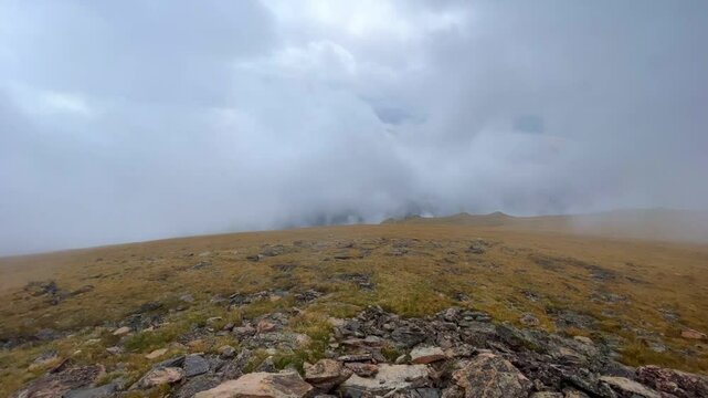 Very foggy view over the mountain