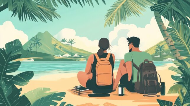 Illustration of money-saving tips for digital nomads, focusing on frugal living and maximizing savings without sacrificing quality of life, illustrations