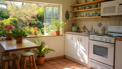 Cheerful and welcoming kitchen featuring fresh ingredients and modern appliances