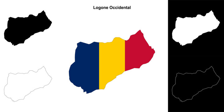 Logone Occidental region outline map set