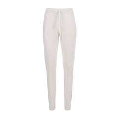 Women's white tracksuit bottoms isolated on white background