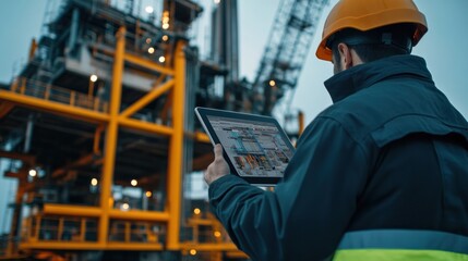A mobile control system for drilling rigs, with an operator using a tablet to navigate complex drilling operations in real-time