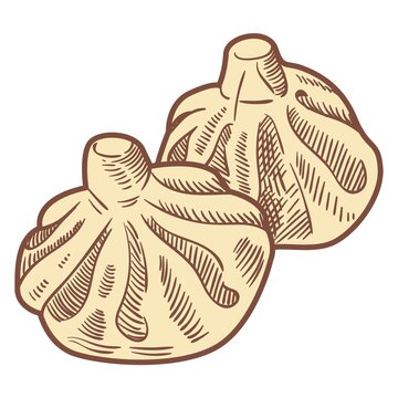 recommend clip art: two delicious khinkali vector illustration