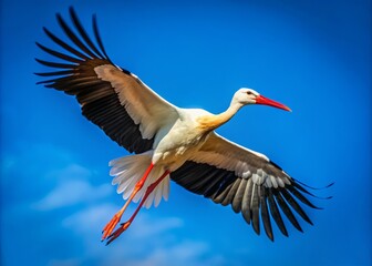 Obraz premium Majestic Stork Silhouette Against a Clear Blue Sky – Nature Photography