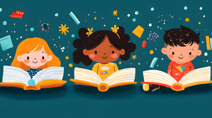 World book day illustration. Love reading	