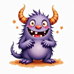 Fototapeta premium monster isolated halloween illustration in watercolor style. cute character