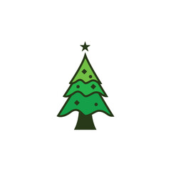 Simple pine tree icon for coniferous, forest and landscape
