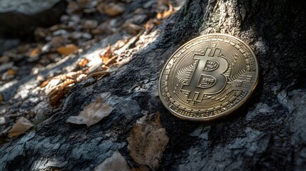 
Bitcoin, copy space for text