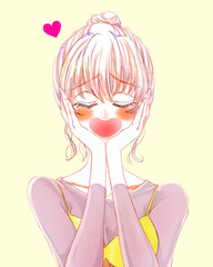 ときめく女性　ギャグ調