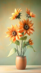 Fototapeta premium Sunflowers in a Pot