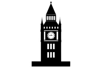 Fototapeta premium Big ben clock tower | vector silhouette illustration on white background