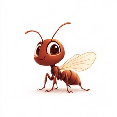 Fototapeta premium Cartoon Ant on a White Background