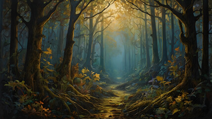 Fototapeta premium sunset in the woods