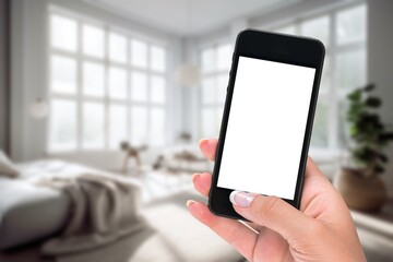 cell phone with blank screen mockup.
