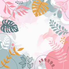 Design spring background with beautiful. Colorful background with tropical plants.