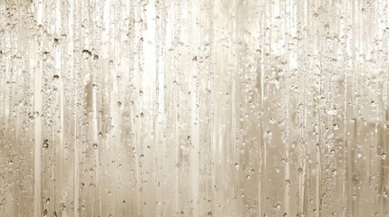 Fototapeta premium Water droplets sliding down a vertical glass wall, capturing their motion in a blurred, streaked effect against a neutral background