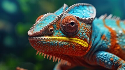 Close-up Portrait of a Vibrant Chameleon