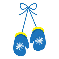 pair of winter gloves in blue color with snowflakes logo