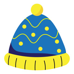 blue hat with yellow pattern for winter season