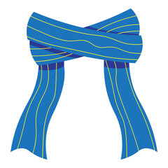 blue scarf with yellow line pattern for winter season