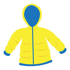 winter jacket with hoodie in yellow blue color