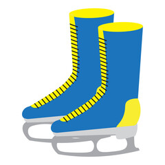 pair of blue ice skates boots