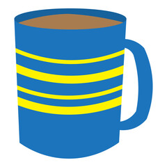 a mug of coffee on blue color