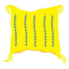 yellow knitted with blue arrow pattern