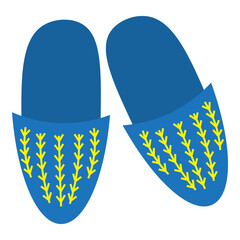 a pair of blue yellow flip flap or sandals