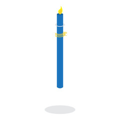 blue candlestick with fire