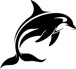 Fototapeta premium Beautiful Orca Silhouette for Nautical Wall Art Prints. 