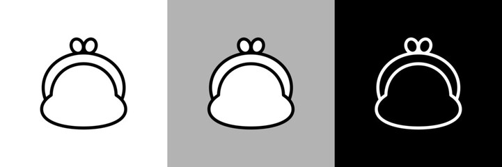 シンプルな線画のがま口の財布のベクターアイコン。