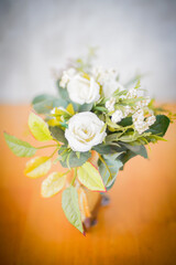the roses in the vase with soft tone