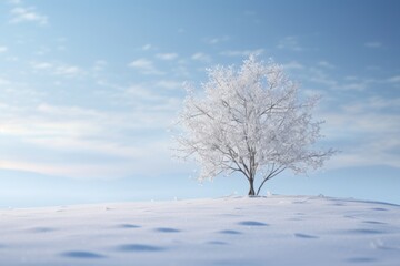 Fototapeta premium Frost-Clad Solitude: The Silent Saga of the Snow-Kissed Tre